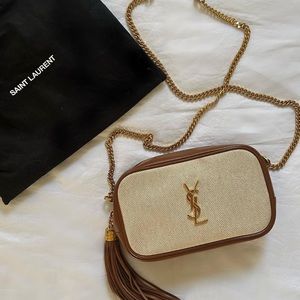 YSL - Saint Laurent Lou Mini canvas crossbody bag.
